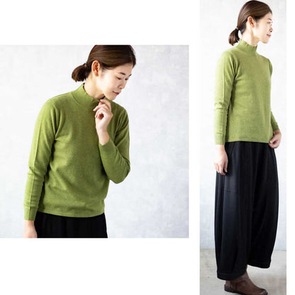 カシミヤ100% ボトルネック シンプルプルオーバー 全8色 M〜L