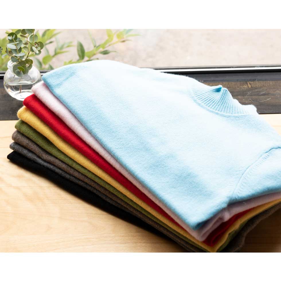 カシミヤ100% ボトルネック シンプルプルオーバー 全8色 M〜L