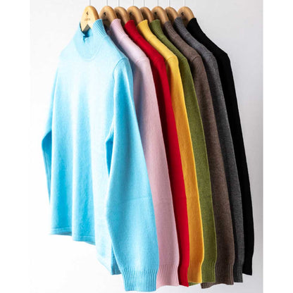 カシミヤ100% ボトルネック シンプルプルオーバー 全8色 M〜L