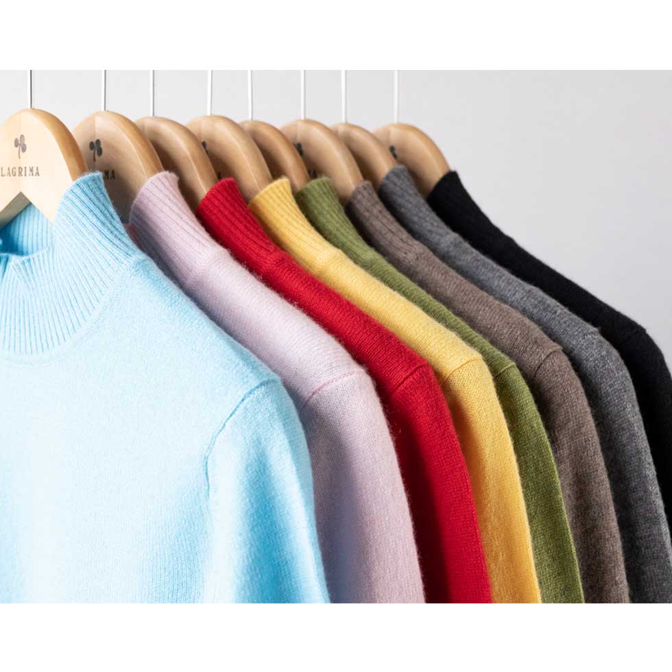 カシミヤ100% ボトルネック シンプルプルオーバー 全8色 M〜L