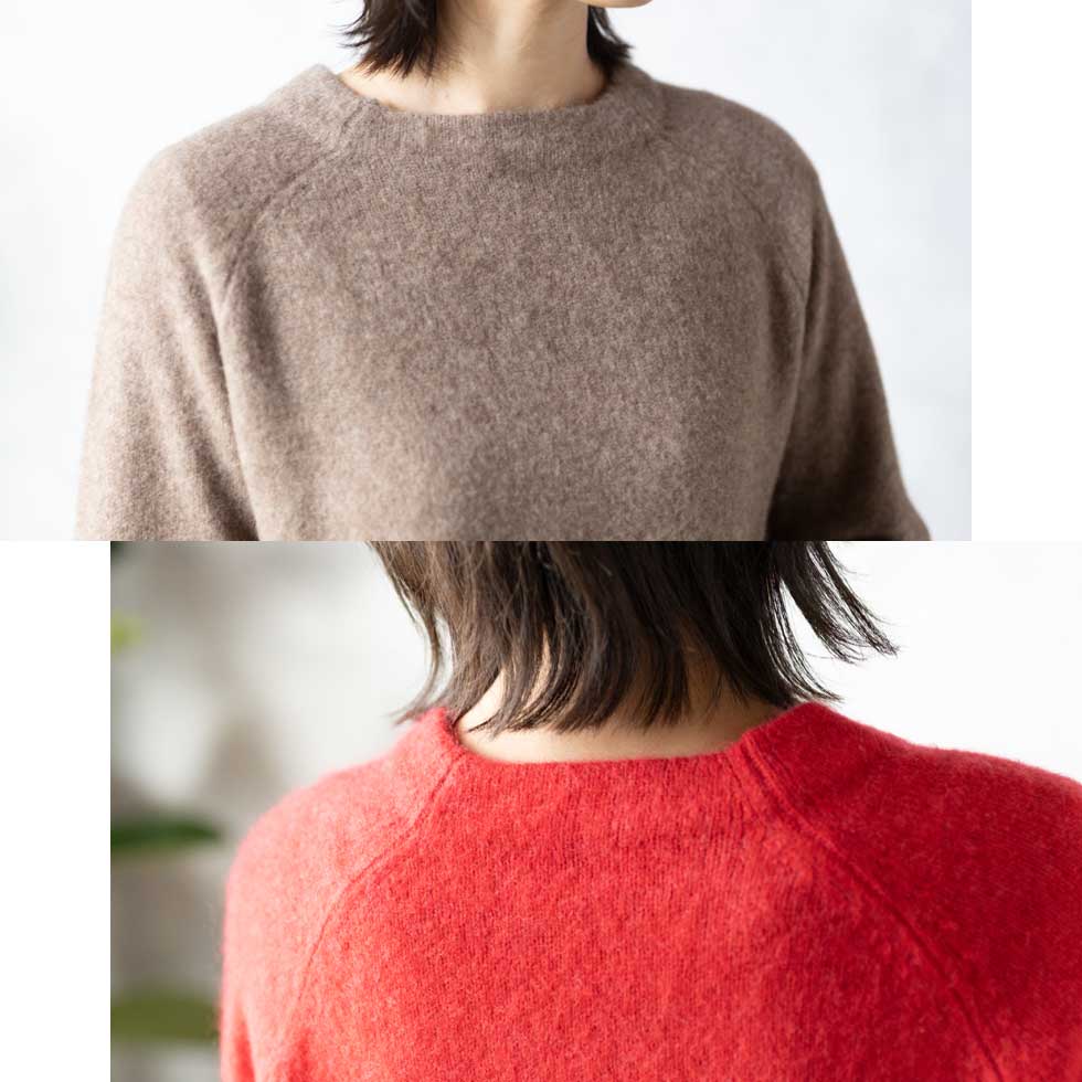 ヤク100% ラグランストレートスリーブ プルオーバー 全6色 M〜L