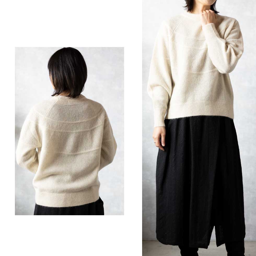 ヤク100% ラグランバルーンスリーブ プルオーバー 全5色 M〜L