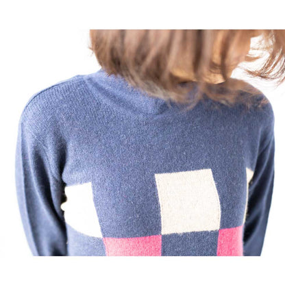 カシミヤ100% チェッカー柄ボトルネックプルオーバー 全3色 M〜L