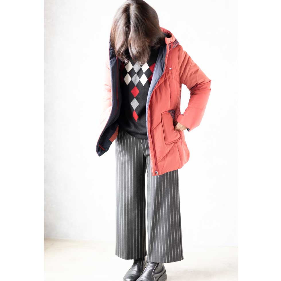 カシミヤ100% ダイヤ柄ハイネックプルオーバー 全3色 M〜L