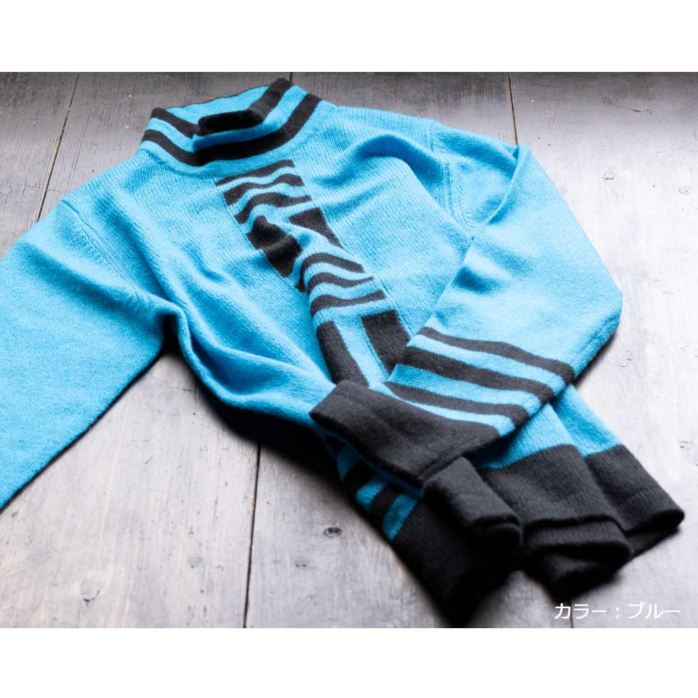 カシミヤ100% バーコード柄 ボトルネックプルオーバー 全3色 M〜L