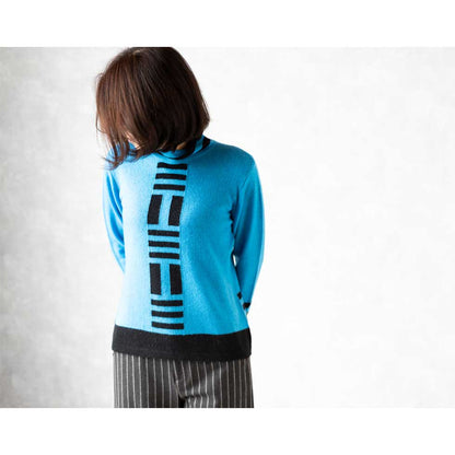 カシミヤ100% バーコード柄 ボトルネックプルオーバー 全3色 M〜L