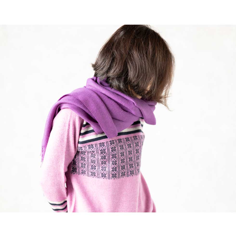 カシミヤ100% ノルディック柄モックネックプルオーバー 全5色 M〜L
