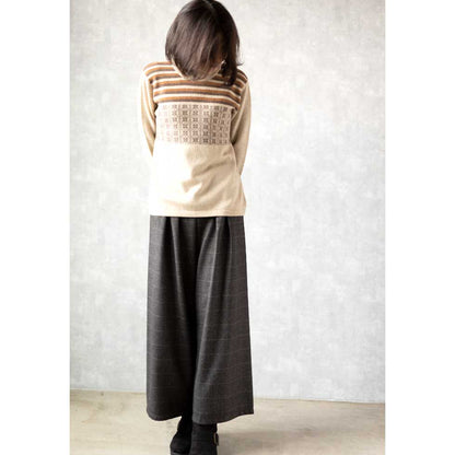 カシミヤ100% ノルディック柄モックネックプルオーバー 全5色 M〜L