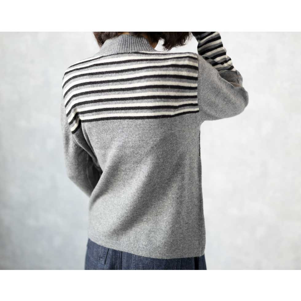 カシミヤ100% ノルディック柄モックネックプルオーバー 全5色 M〜L