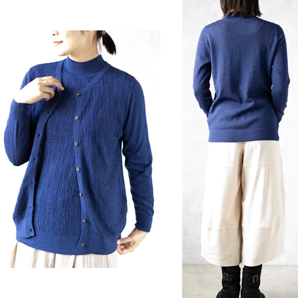 ベビーリャマ100% 地柄 ハイネックプルオーバー 全5色 M〜L