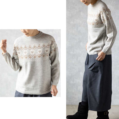 ベビーアルパカ100% アルパカフェイス柄プルオーバー 全5色 M〜L