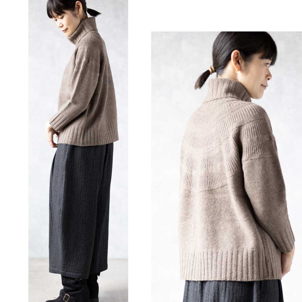 ヤク100% オフタートルネック ラグランセーター 全4色 M〜L