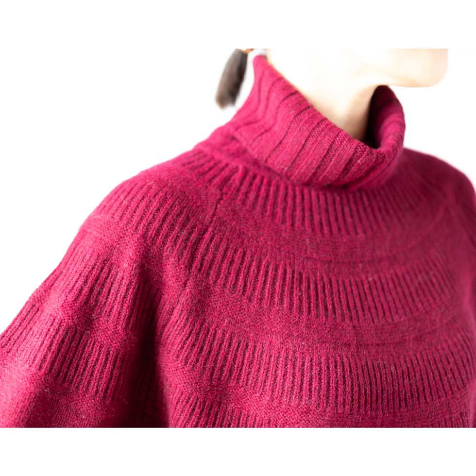 ヤク100% オフタートルネック ラグランセーター 全4色 M〜L