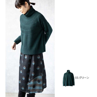 ヤク100% オフタートルネック ラグランセーター 全4色 M〜L