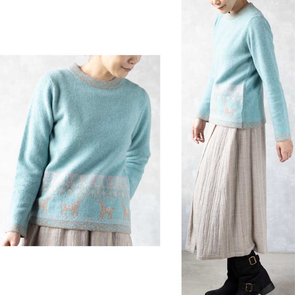 アルパカ混 パターンプルオーバー 全5色 M〜L