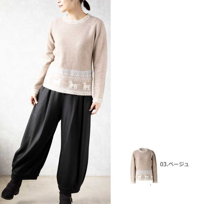 アルパカ混 パターンプルオーバー 全5色 M〜L