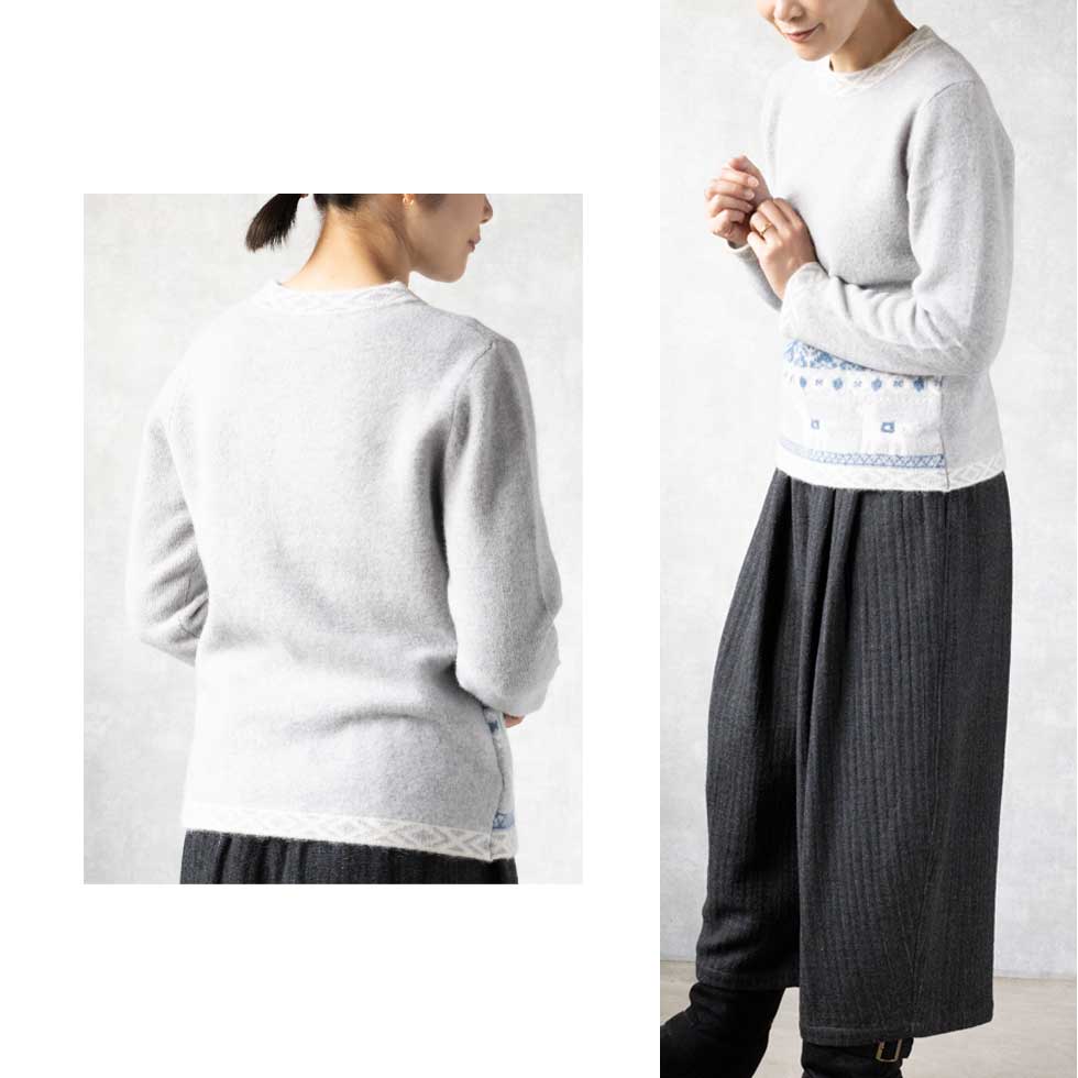 アルパカ混 パターンプルオーバー 全5色 M〜L