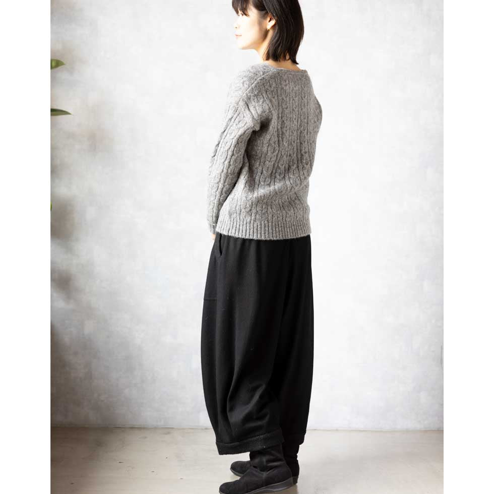 アルパカミックス アラン柄 Vネックプルオーバー 全2色 M〜L