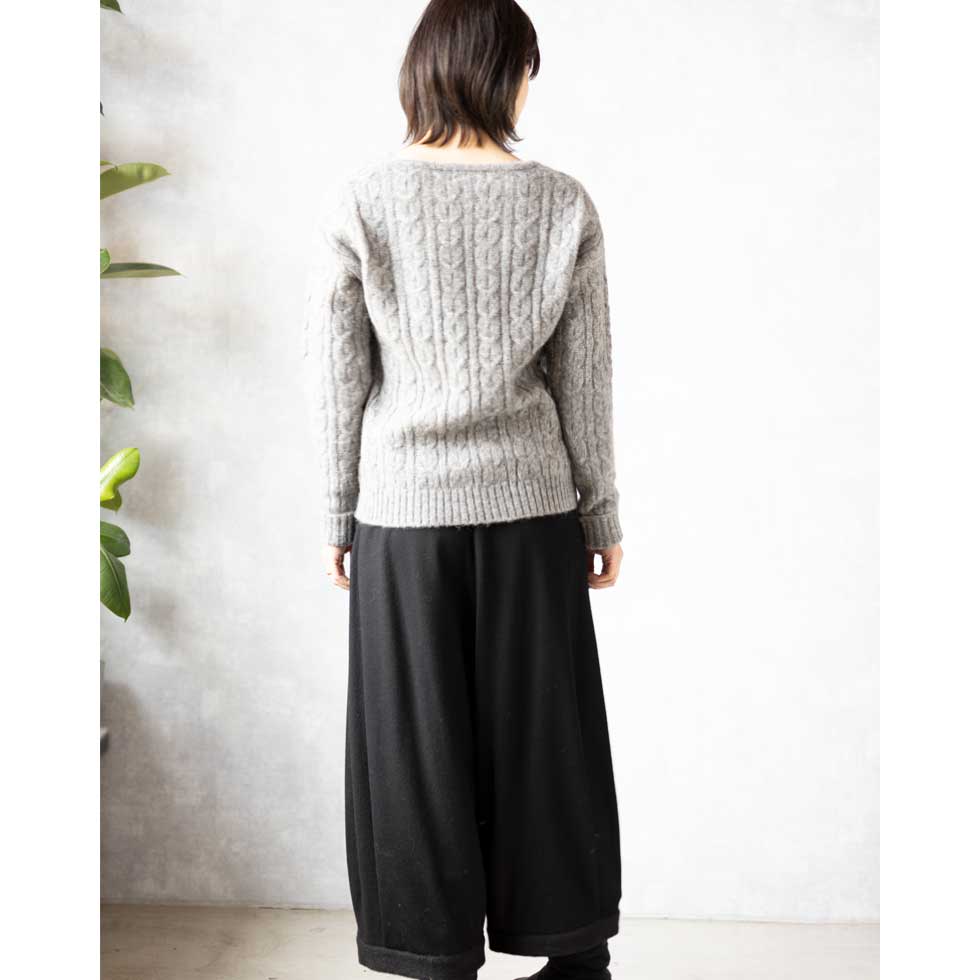 アルパカミックス アラン柄 Vネックプルオーバー 全2色 M〜L