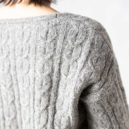 アルパカミックス アラン柄 Vネックプルオーバー 全2色 M〜L