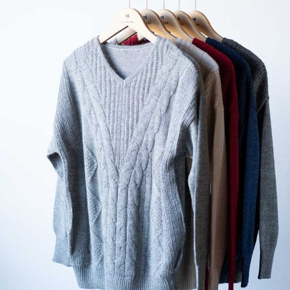 ベビーリャマ100% Vネックプルオーバー 全5色 M〜L