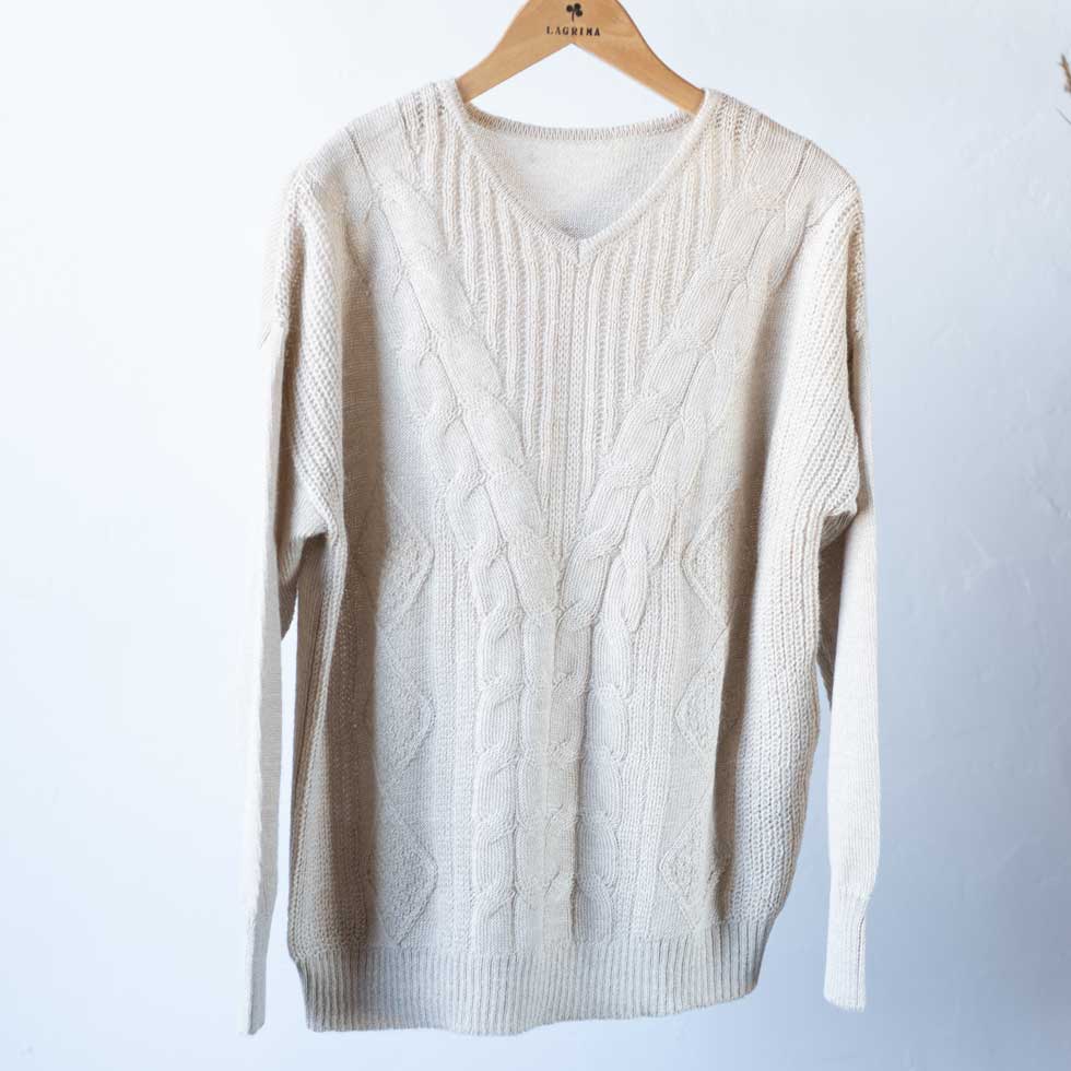 ベビーリャマ100% Vネックプルオーバー 全5色 M〜L