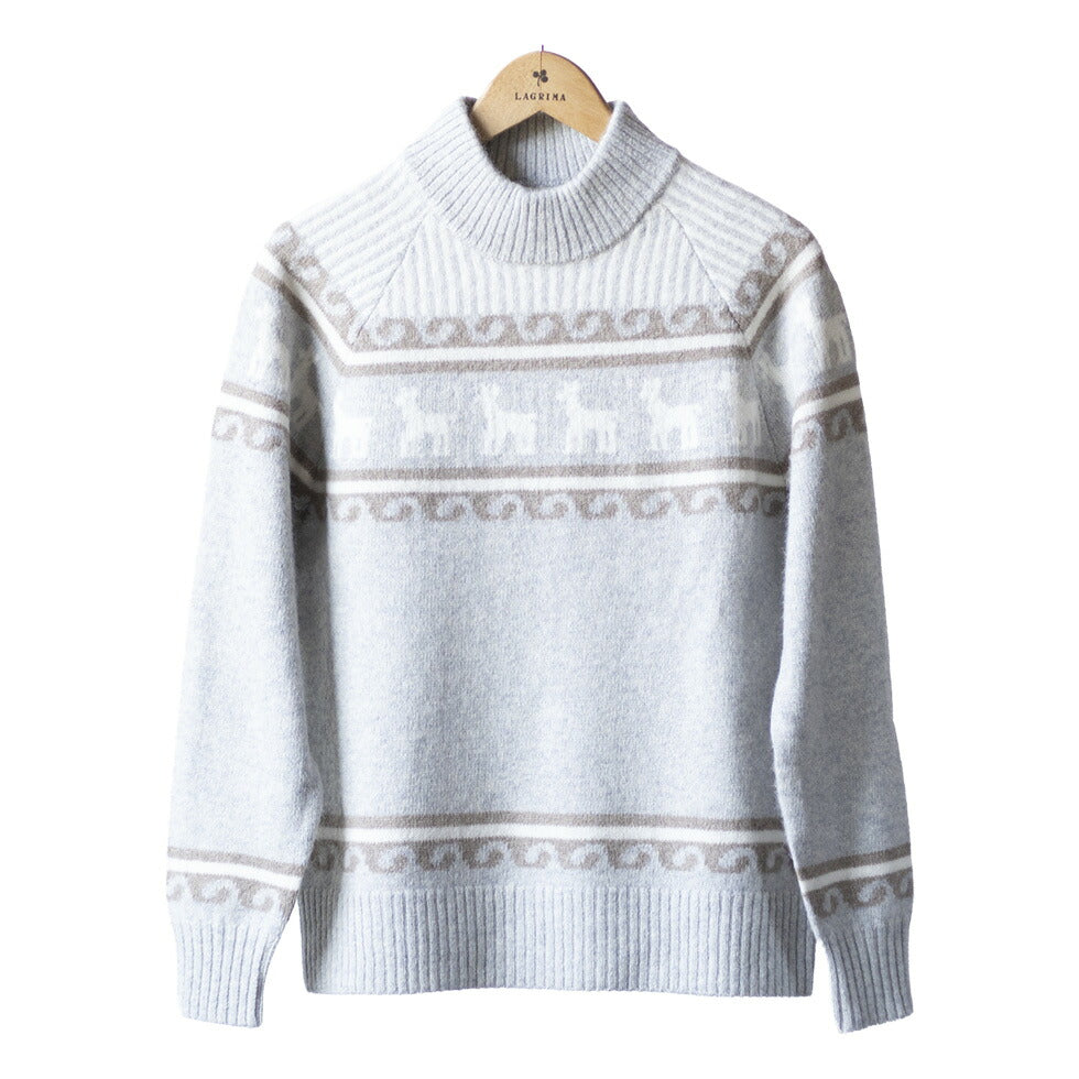 アルパカ混 アンデス柄ハイネックプルオーバー 全5色 M〜L