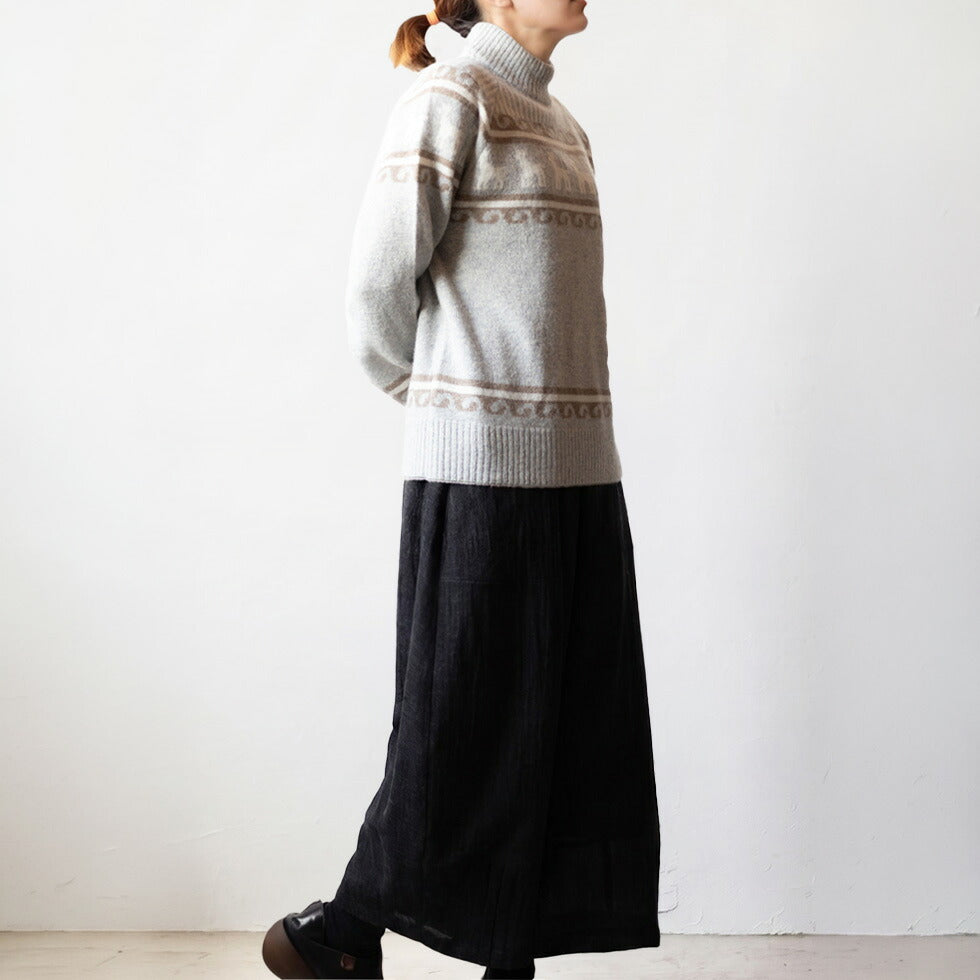 アルパカ混 アンデス柄ハイネックプルオーバー 全5色 M〜L