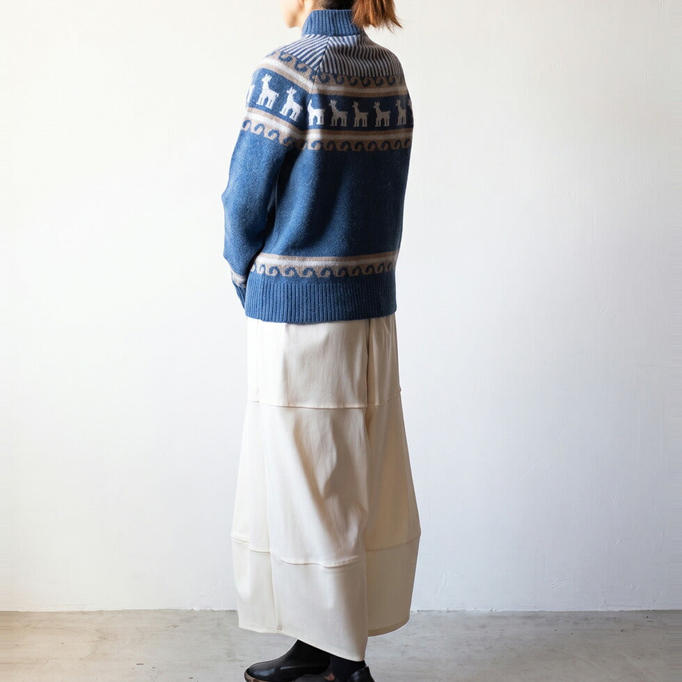アルパカ混 アンデス柄ハイネックプルオーバー 全5色 M〜L