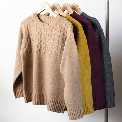 ベビーキャメル100% ケーブルプルオーバー 全4色 M〜L