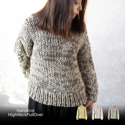 アルパカ混 ペルー産ハンドニット ハイネックプルオーバー 全3色 M〜L