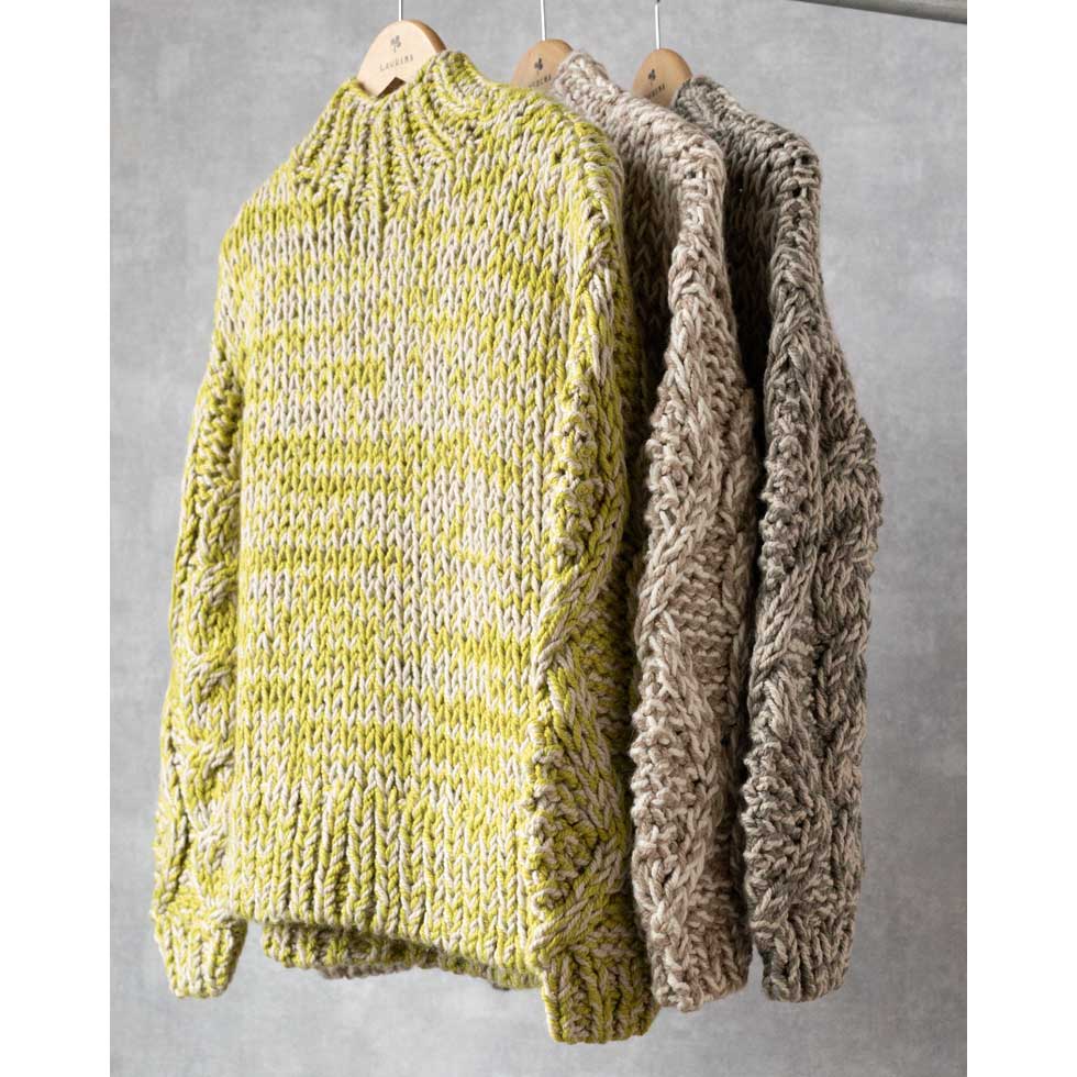 アルパカ混 ペルー産ハンドニット ハイネックプルオーバー 全3色 M〜L