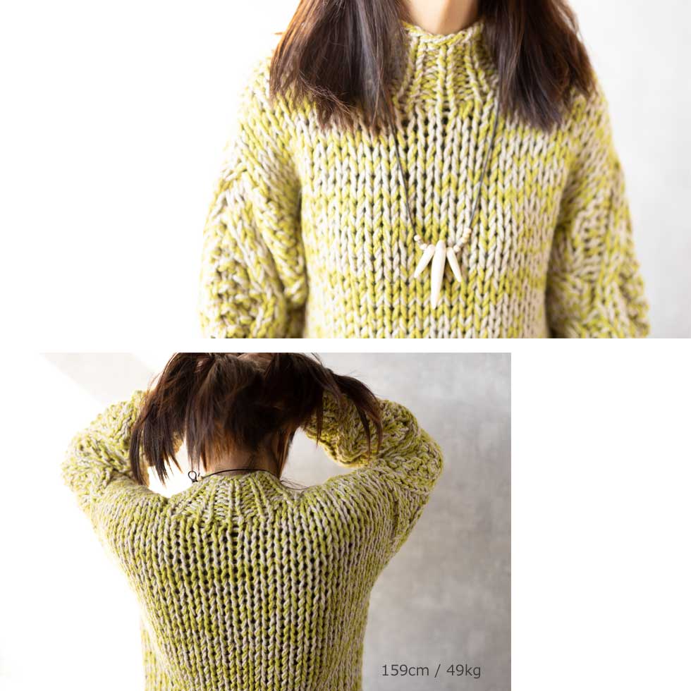 アルパカ混 ペルー産ハンドニット ハイネックプルオーバー 全3色 M〜L