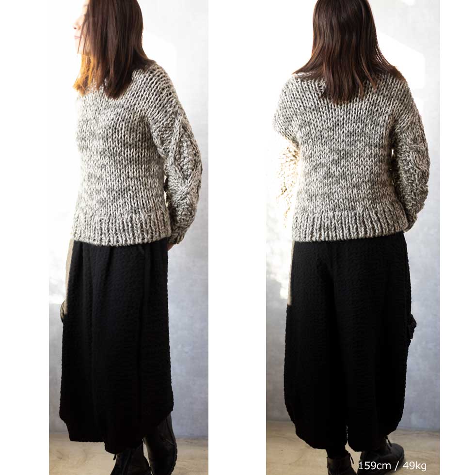 アルパカ混 ペルー産ハンドニット ハイネックプルオーバー 全3色 M〜L