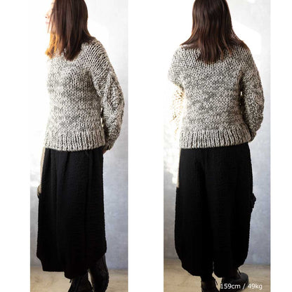 アルパカ混 ペルー産ハンドニット ハイネックプルオーバー 全3色 M〜L