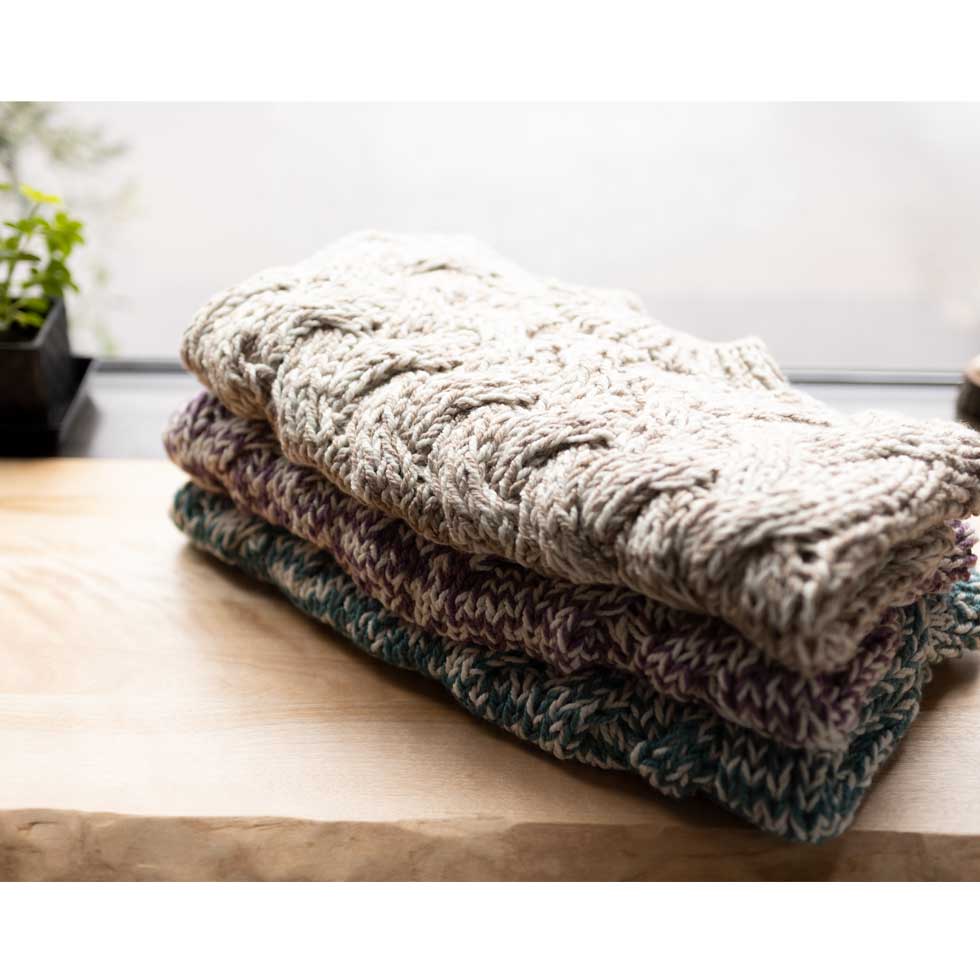 アルパカ混 ペルー産ハンドニット ショート丈プルオーバー 全3色 M〜L