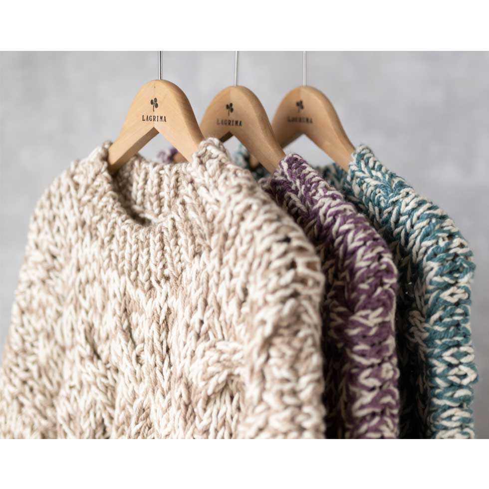 アルパカ混 ペルー産ハンドニット ショート丈プルオーバー 全3色 M〜L