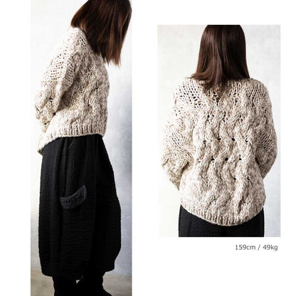 アルパカ混 ペルー産ハンドニット ショート丈プルオーバー 全3色 M〜L