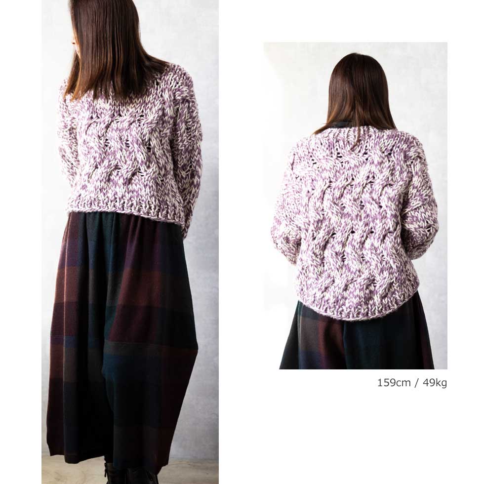アルパカ混 ペルー産ハンドニット ショート丈プルオーバー 全3色 M〜L