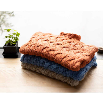 アルパカ混 ペルー産ハンドニット ロング丈プルオーバー 全3色 M〜L