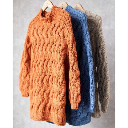 アルパカ混 ペルー産ハンドニット ロング丈プルオーバー 全3色 M〜L