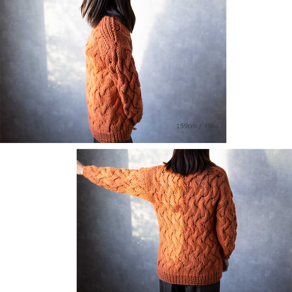 アルパカ混 ペルー産ハンドニット ロング丈プルオーバー 全3色 M〜L