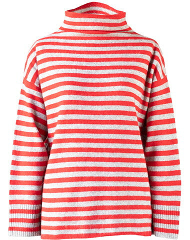ラクーンアンゴラ混 ボーダー ボトルネックプルオーバー 全3色 M〜L