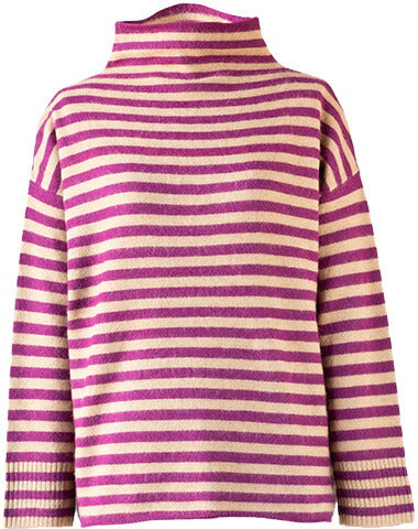 ラクーンアンゴラ混 ボーダー ボトルネックプルオーバー 全3色 M〜L