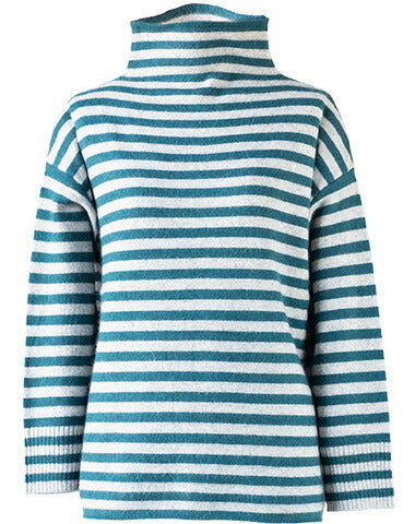 ラクーンアンゴラ混 ボーダー ボトルネックプルオーバー 全3色 M〜L
