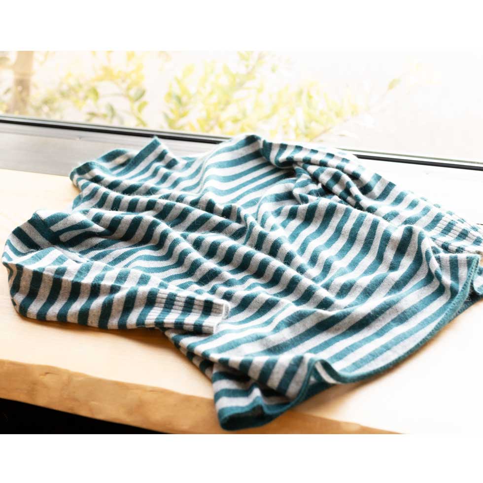 ラクーンアンゴラ混 ボーダー ボトルネックプルオーバー 全3色 M〜L