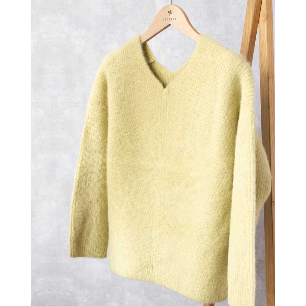 ブルーフォックス100% 畔編み Vネックプルオーバー 全4色 M〜L