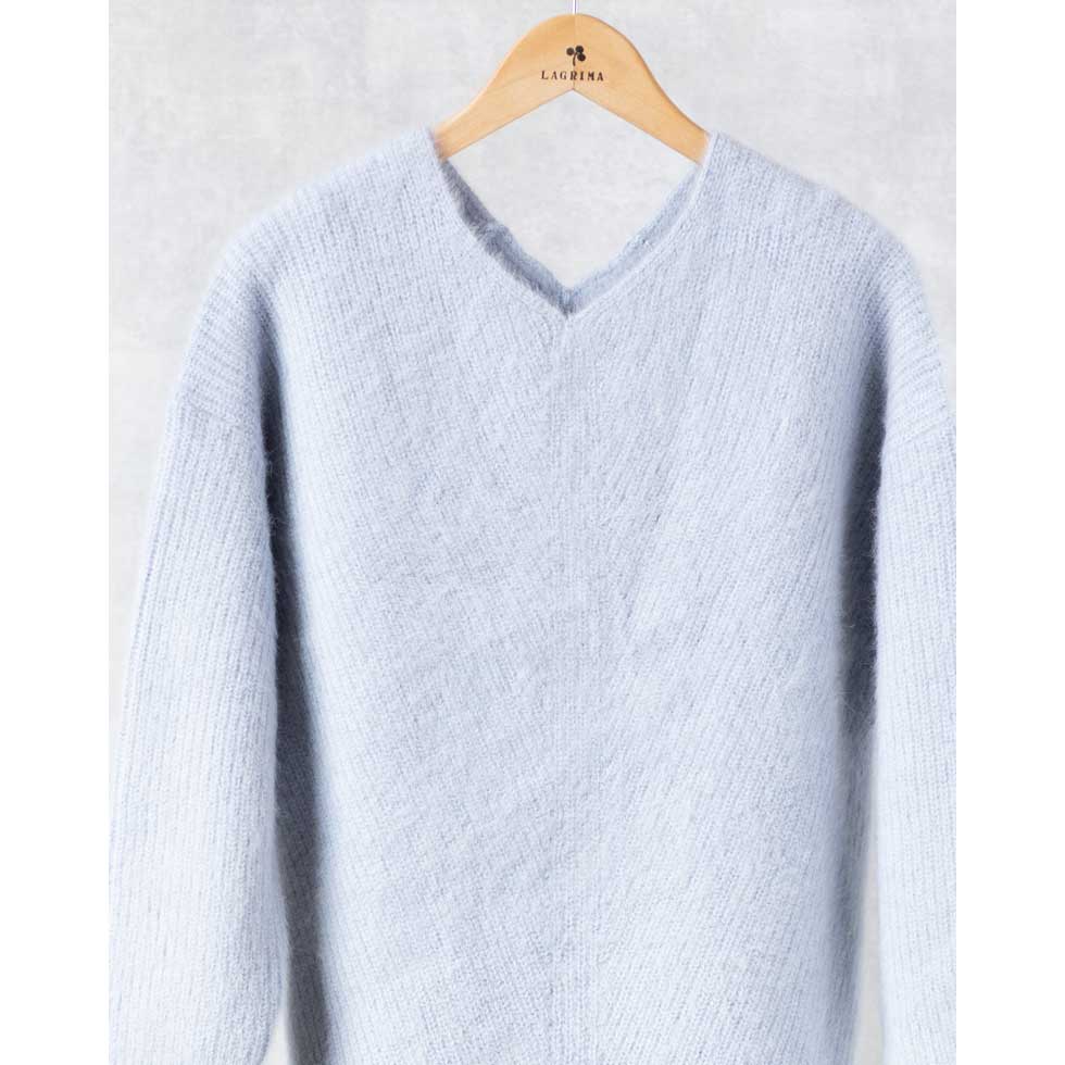 ブルーフォックス100% 畔編み Vネックプルオーバー 全4色 M〜L