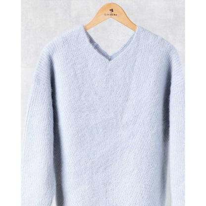 ブルーフォックス100% 畔編み Vネックプルオーバー 全4色 M〜L