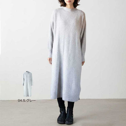 ブルーフォックス100% ハイネックニットワンピース 全4色 M〜L